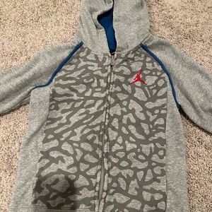 Air Jordan Zip up Jacket YOUTH SIZE Medium- Gray/Blue/Red